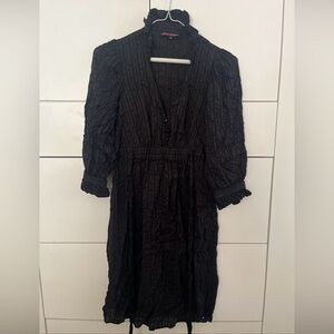 Betsey Johnson Black V-neck Bishop Sleeve Dress